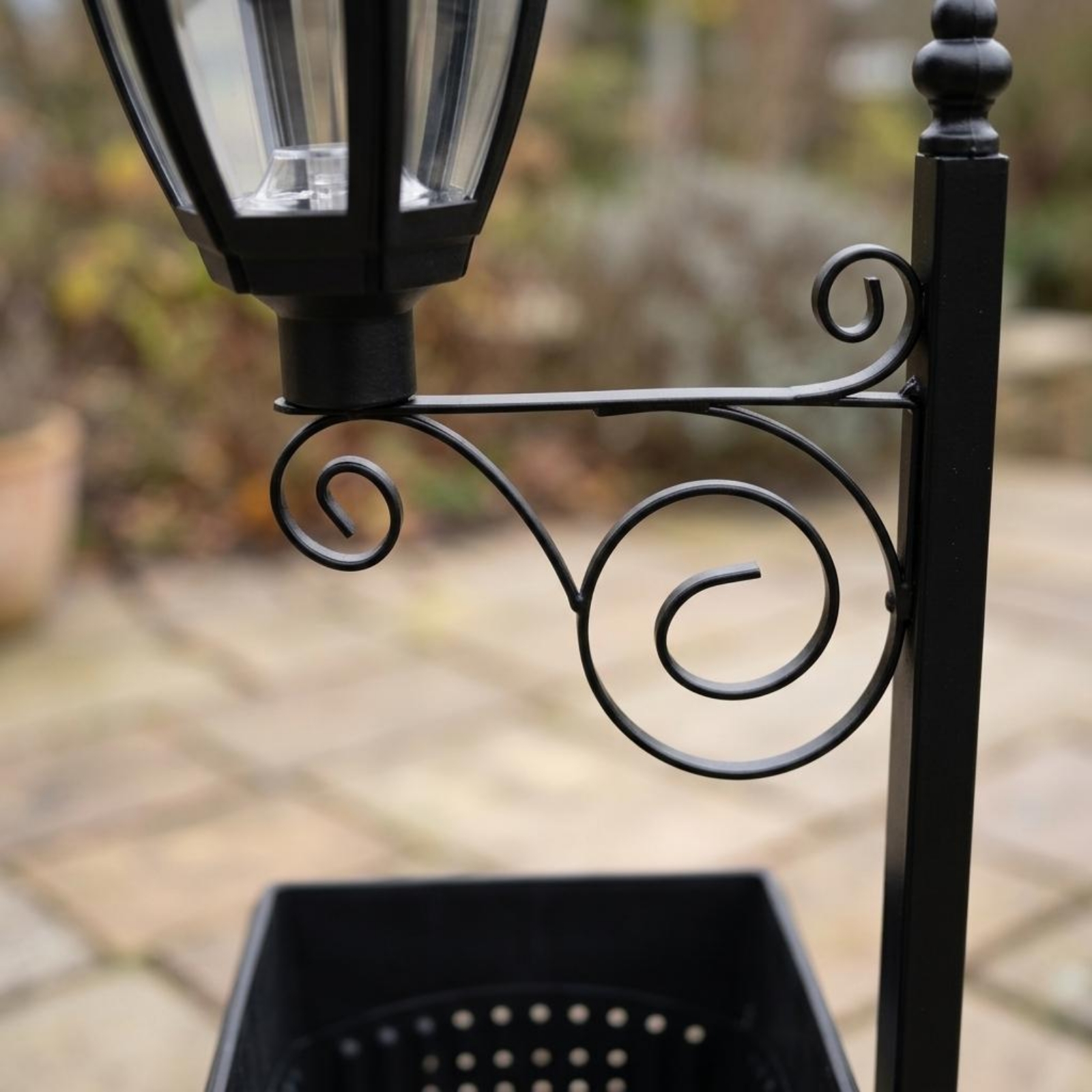 Outdoor Power Lights - Solar Flower Pot Light Wrought Iron