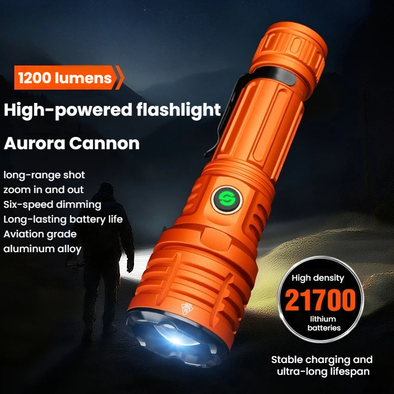Outdoor Power Lights - Strong Light LED Flashlight Zoomable TYPE-C