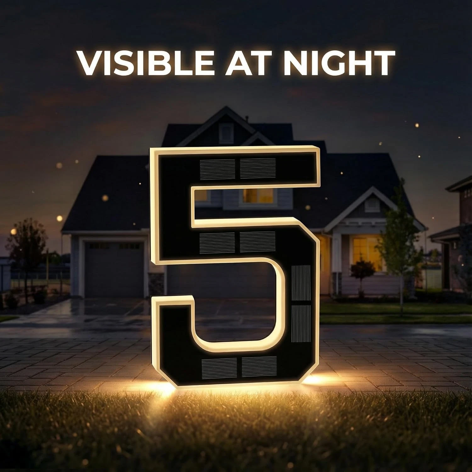 Outdoor Power Number - Solar Powered House Numbers Lighted Led