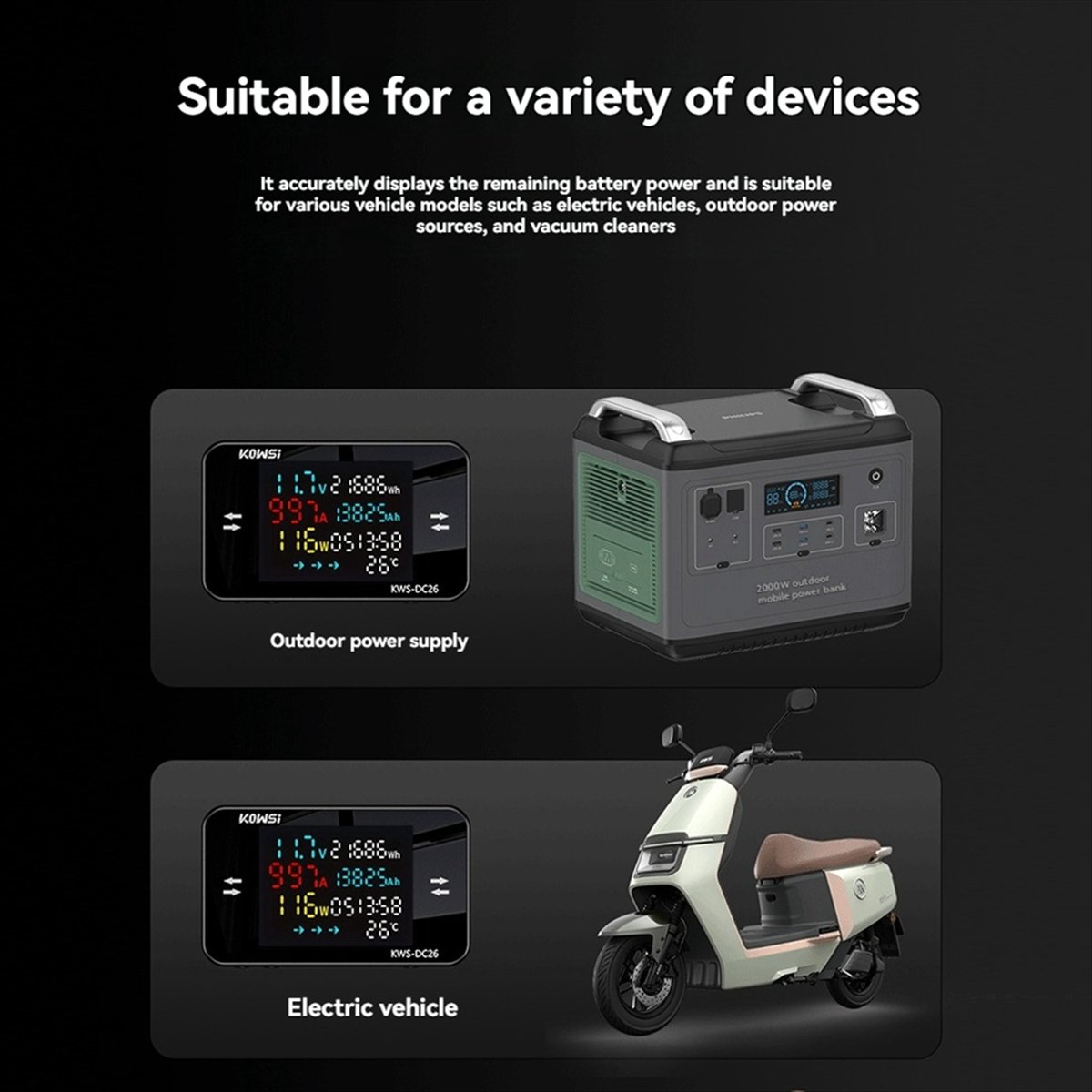 Outdoor Power Meter - Friendly! KWS-DC26 DC Tester Battery Charging