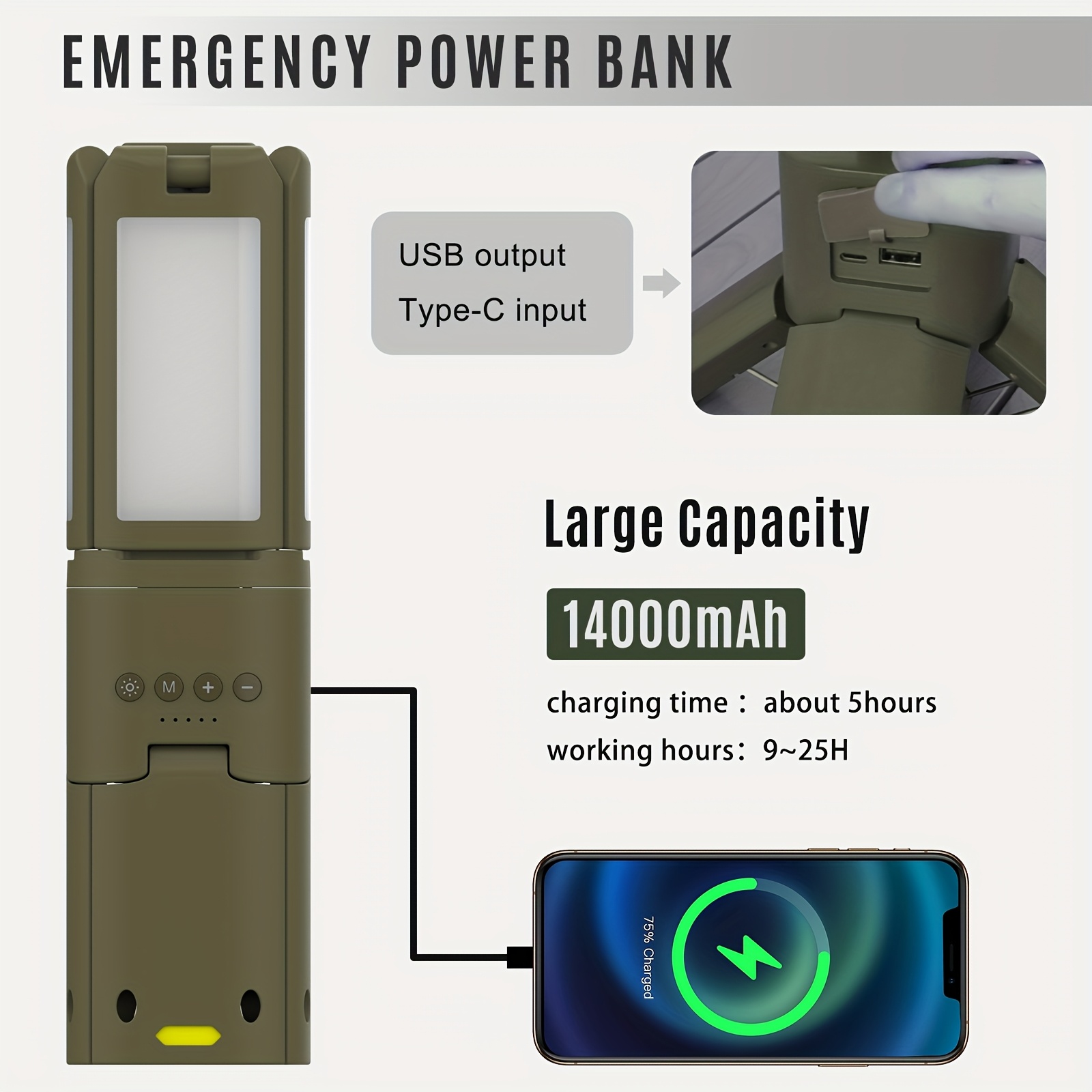 Camping Lantern, 14000mAh Rech – Outdoor Power Lights Bewertung und Preis