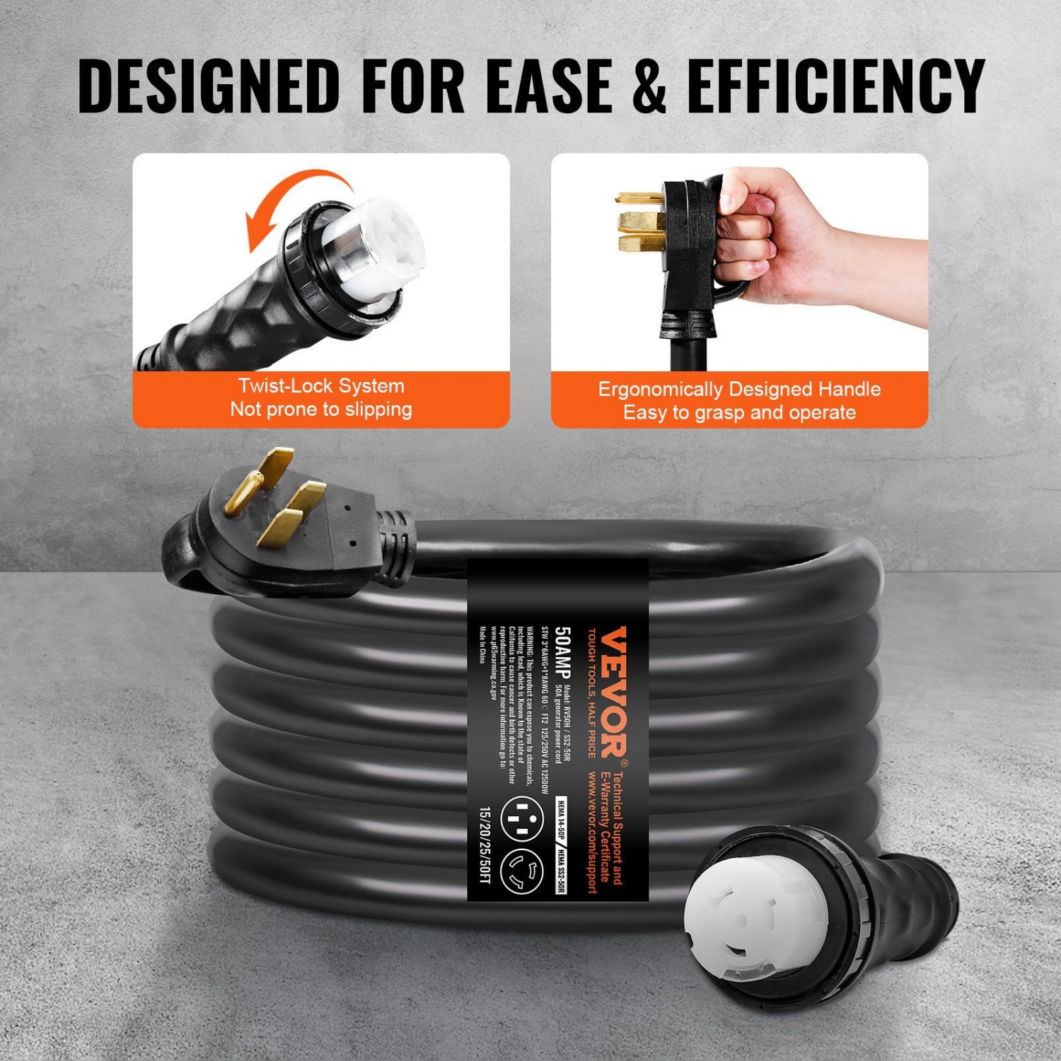 50A 15FT Generator Cord & Powe – Outdoor Power Inlet Box Bewertung und Preis
