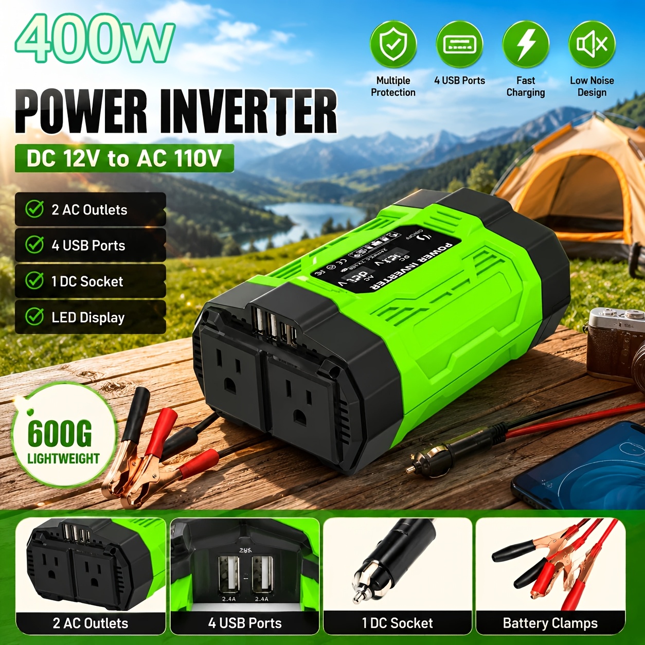 1pc 1000W/500W Portable Power  – Outdoor Power Socket Bewertung und Preis